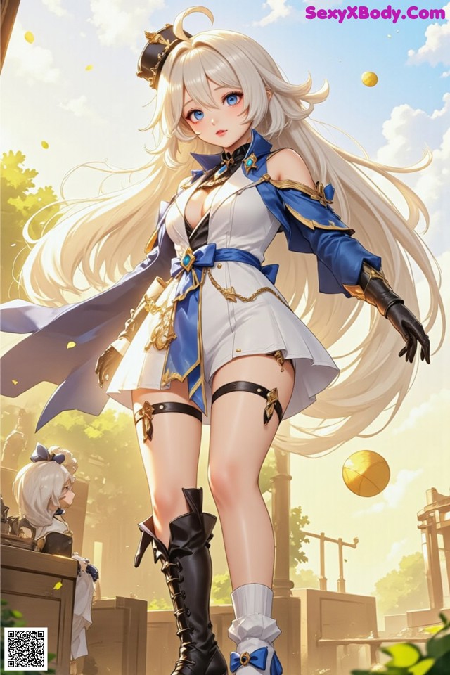 Hentai - Luminous Charm of the Aquatic Enchantress Set.2 20250126 Part 2 No.465e83 A woman in a white dress and black boots standing in front of a building.