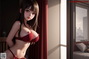 Anime girl with big tits posing for the camera.