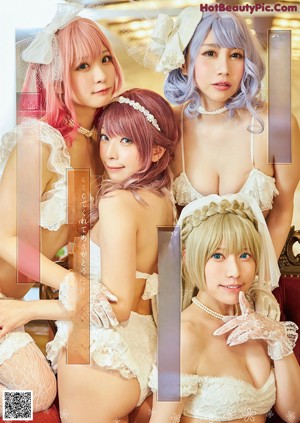 A group of girls in bikinis posing for a magazine cover.